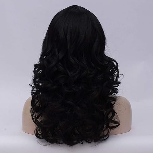 Miniatura 4 de Peluca Cying Lin de color castaño oscuro de pelo ondulado rizado y largo de 45cm para mujer peluca para Halloween fiestas temáticas de cabello