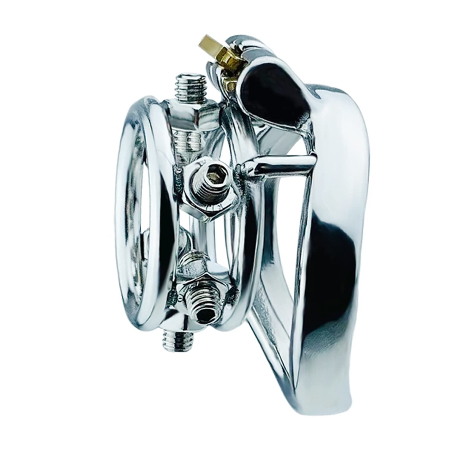 Coupe De Chasteté La Plus Récente avec 6 Vis À 6 Épiches, Conception Ouverte en Acier Inoxydable, A/B Deux Styles De Bague Cage Cage, Fétiche SM Bondage Jouets Sexuels pour Hommes Extrêmes,45mm,B