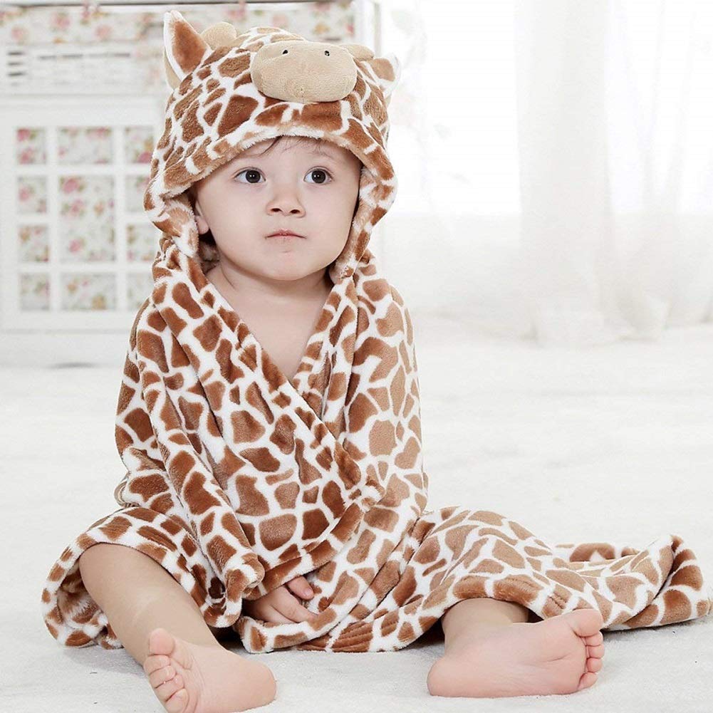 Serviette à Capuche pour Bébé Couverture de Flanelle Douce et Chaude Peignoir Conception des Animaux Serviette Poncho pour Bébés Garçons Filles