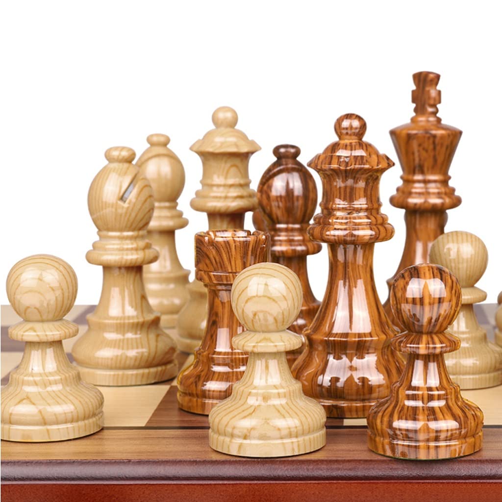 ZAW Schach Rosenholzschach 15Imch Magnetische Schublade Aufbewahrungsbox Tragbare Schachfiguren Erwachsene Schachbrett Spiel Sets Geschenk 2 Extra Queens Chess (Color : A+Chess Board)