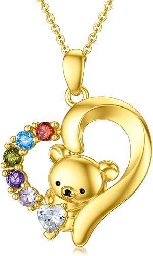 Collar de oro real de 14 quilates, gato, perro, caballo, oso, panda para mujer, oro amarillo, lindo collar de animales, joyería de regalo para