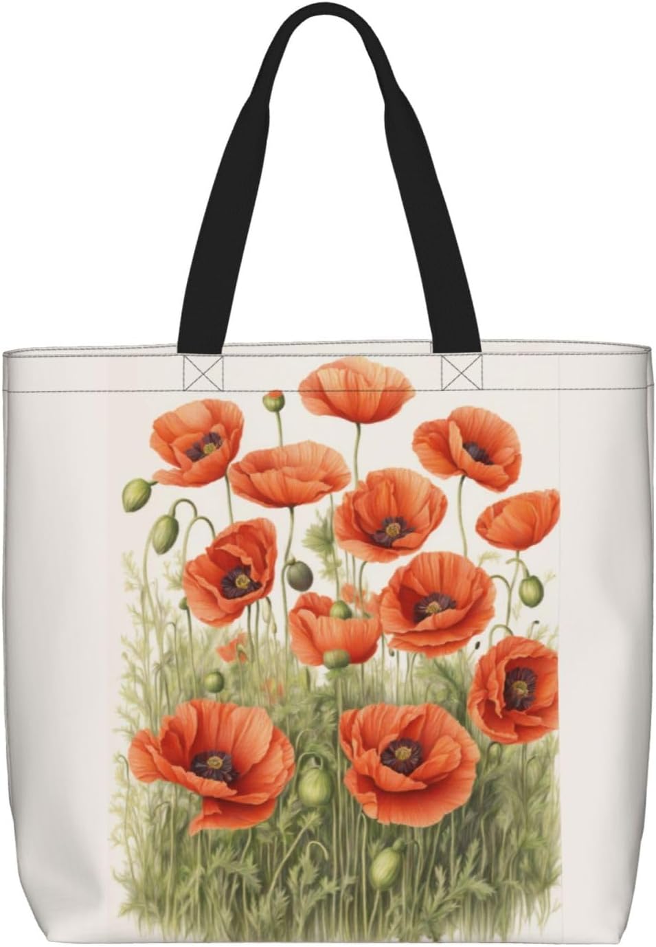 Poppy Flowers Print Women Men Extra Large Crossbody Bag Lightweight Shoulder Tote Travel Beach Picnic