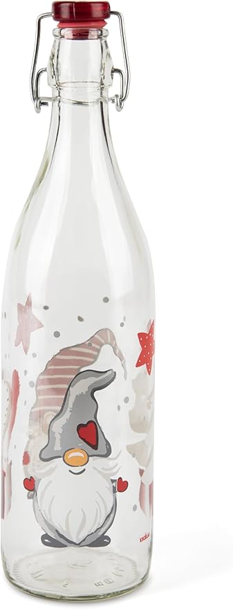 Excelsa Gnom Glasflasche, Fassungsvermögen 1 l, Höhe 32,5 cm.