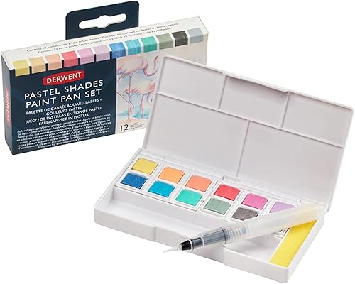 Derwent Juego de pintura de tonos pastel, calidad profesional, colores de larga duración, paleta altamente pigmentada, portátil, juego de viaje