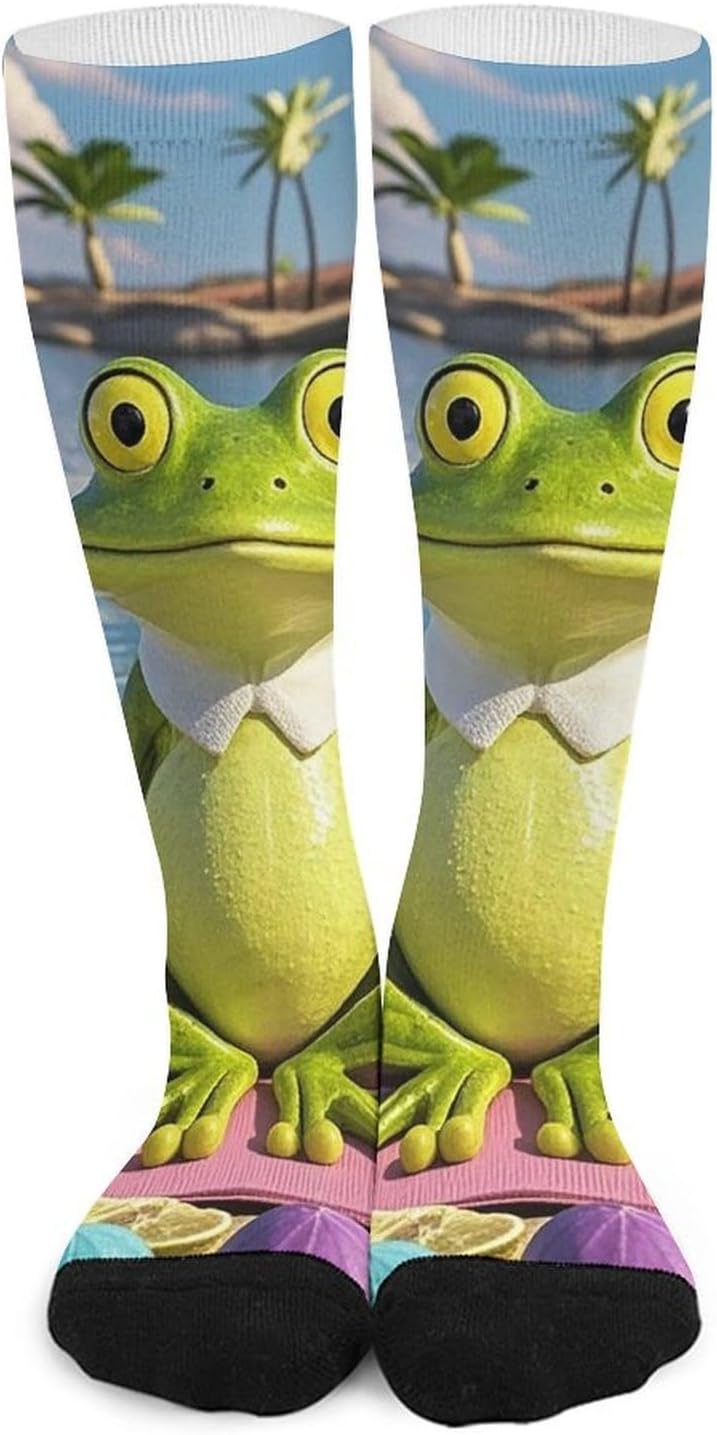 Funny Yoga Frog High Sock Long Tube Sock Fashion Calf Socks Warm Long Winter Socks Boot Mid Calf Stocking