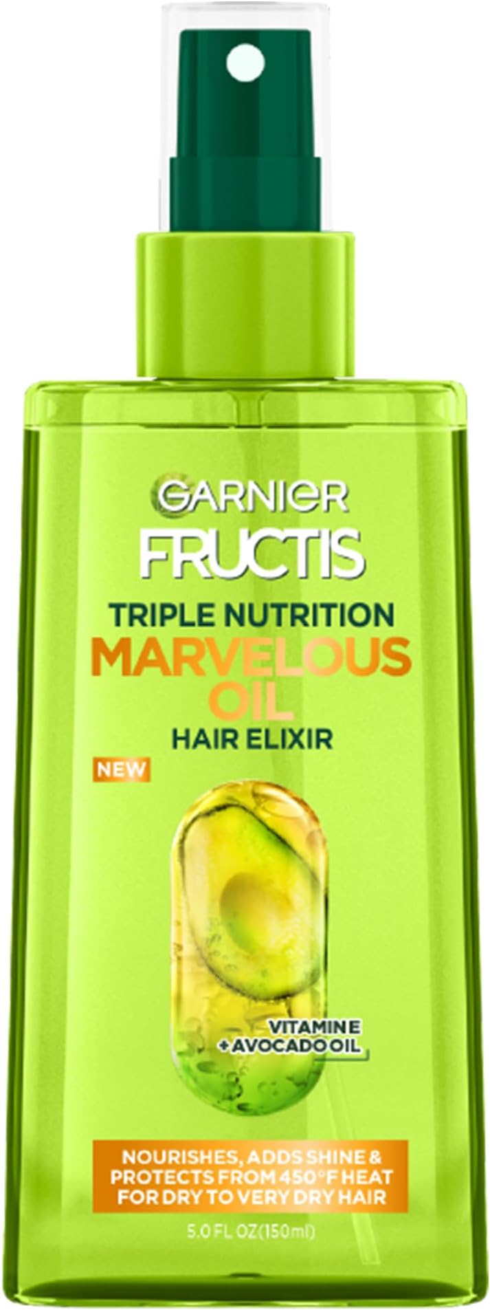 Fructis Triple Nutrition Marvelous Oil Hair Elixir, 5.0 Fl Oz, 1 Count (Packaging May Vary)