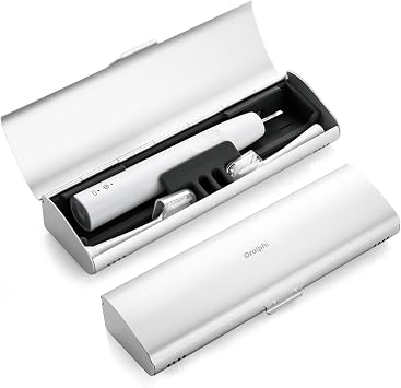 Aluminum Electric Toothbrush Travel Case, 2 in 1 Travel Toothbrush Holder for Oral B/Oral-B Pro 1000 1500 5000 7000 and Most Electric Toothbrush for Traveling, Removable Silicone Liner-Silver