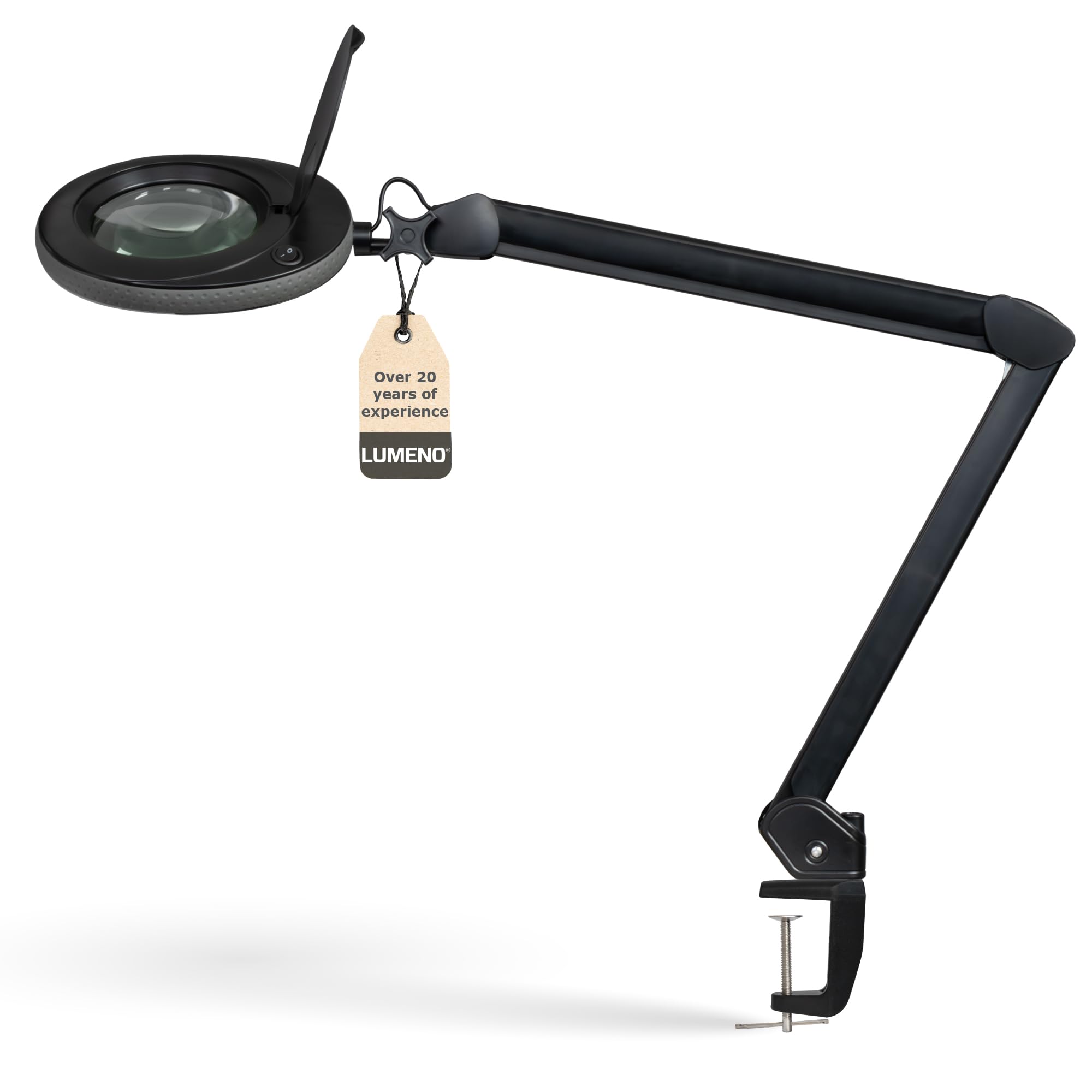 Lumeno 721X LED Magnifying Lamp, 8 Dioptre, Table Clamp Stand, Black