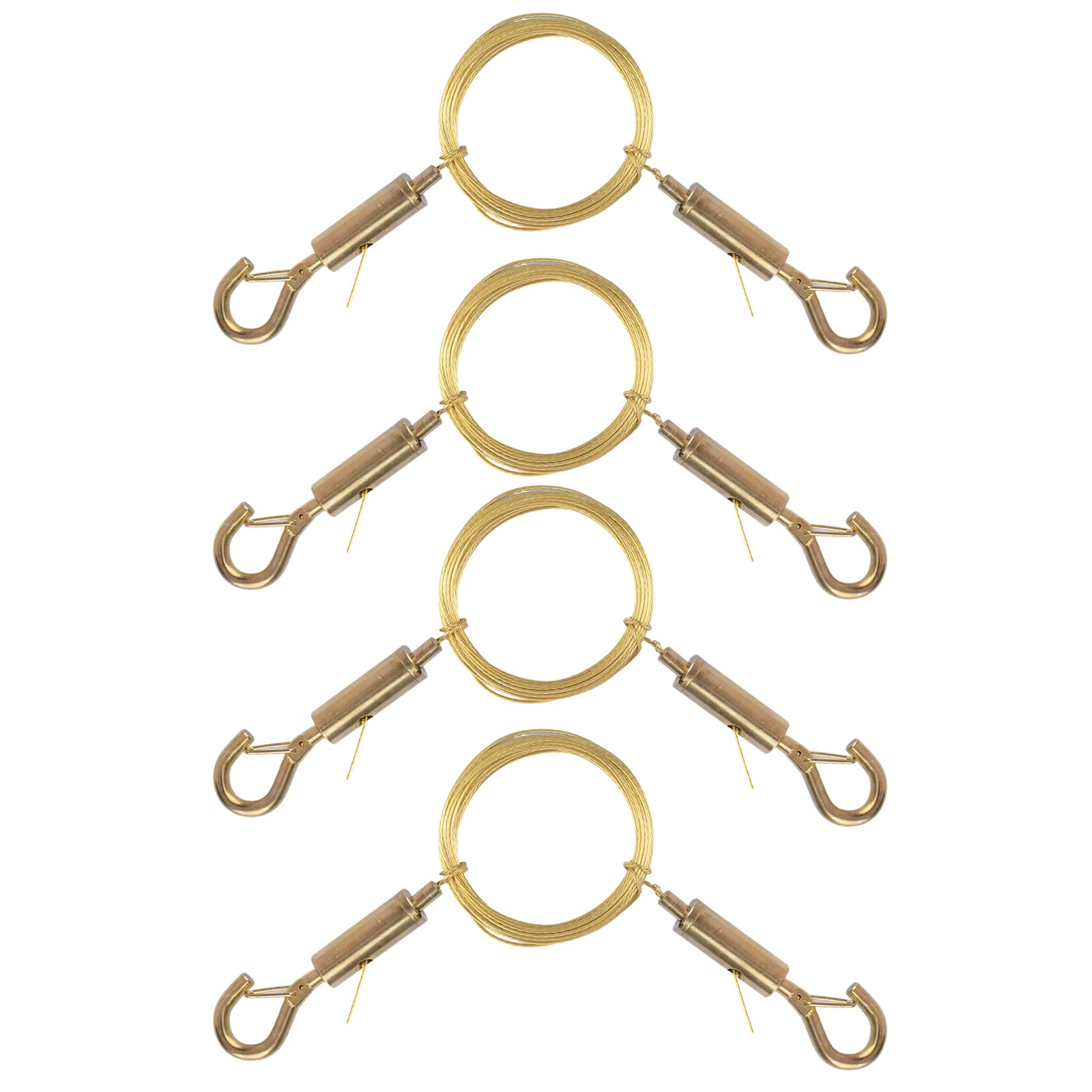 UFURMATE Picture Hanging Kit, 4Pcs Heavy Duty Adjustable Hanging Cord with Small Hooks Brass Wall Picture Display Set for Exhibition Gallery Art Home Decor(1.5M,Gold)