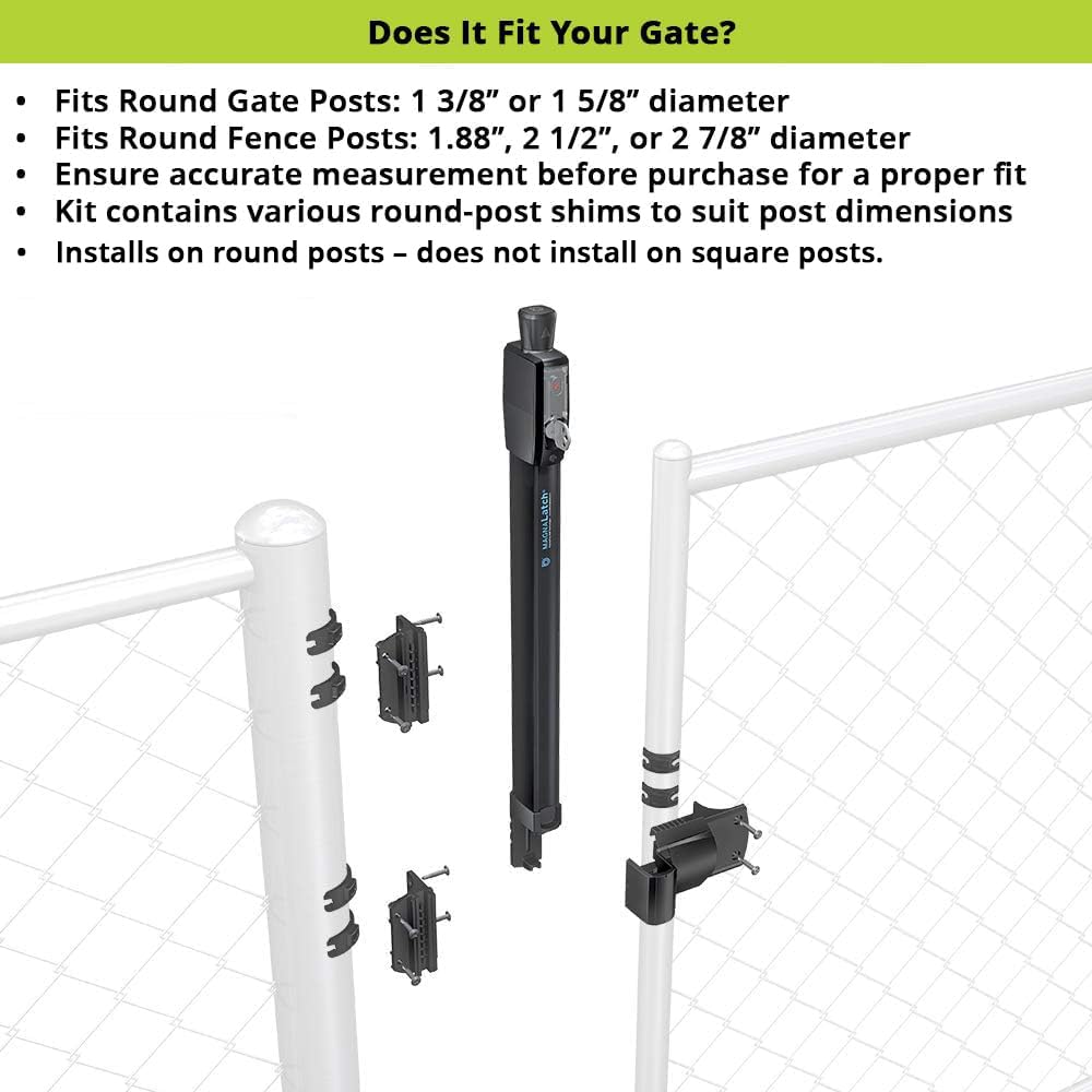D&D Technologies ML3VPKAML3RPK MagnaLatch Vertical Pull 12-inch Gate Latch with Round Post Adaptor Kit for Round Posts Child & Pet Safety Magnetic Gate Latch Weather-Resistant Hardware Black product thumbnail 6