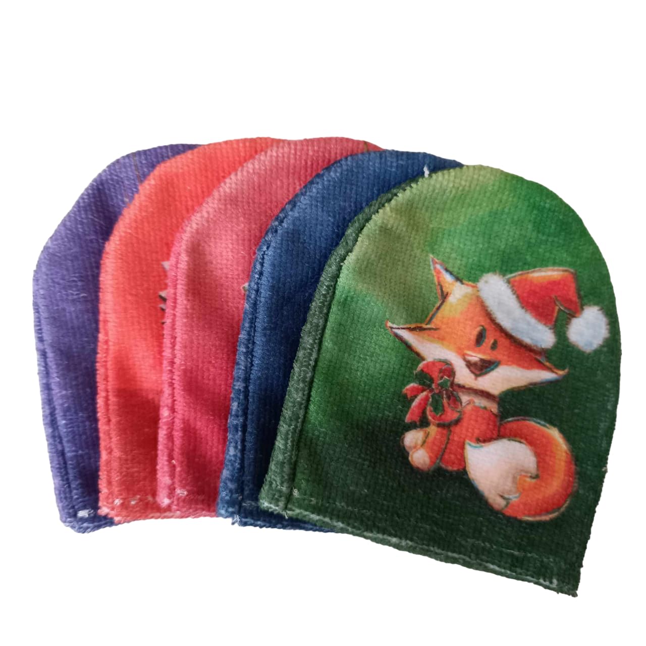 Mini-gant de toilette bébé Noël : lot de 5 lingettes lavables animaux