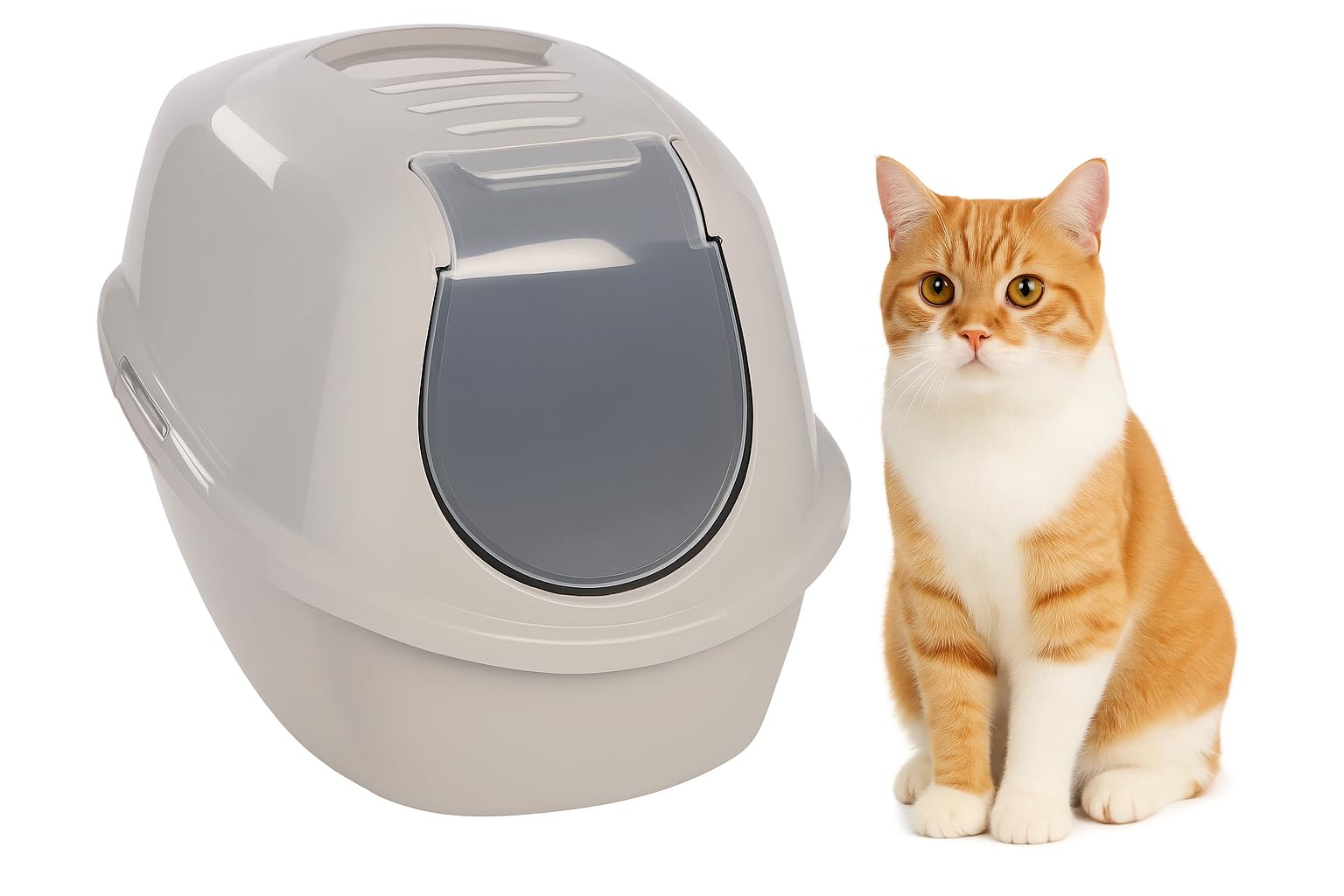 Lettiera Chiusa Per Gatti Flamingo - Con Filtro Carbone, Porta A Battente, 56x39cm, Facile Da Pulire - Foto 7