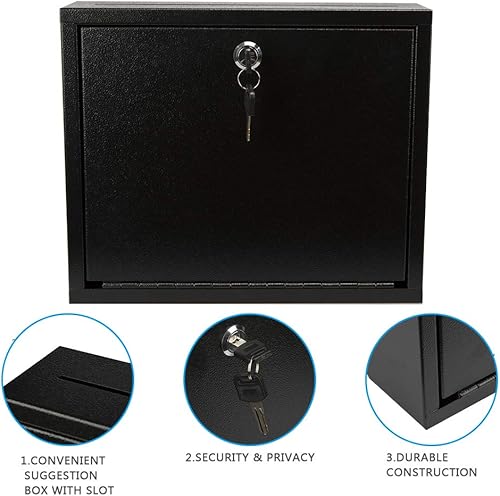 Miniatura 4 de Kyodoled Caja de sugerencias con cerradura montada en la pared, buzón de correo, tarjetas de buzón de llaves, caja de seguridad, urna, caja de