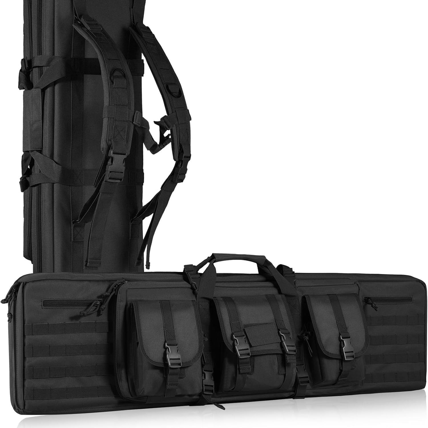 Tactical Heavy Slip Carry Bag,Double Carabine Pistolet Sac,Carabine A Plomb pour Adulte Housse De Protection,Étui À Fusil Tactique Arme Longue,Peut Contenir 2 Fusils, 2 Pistolets