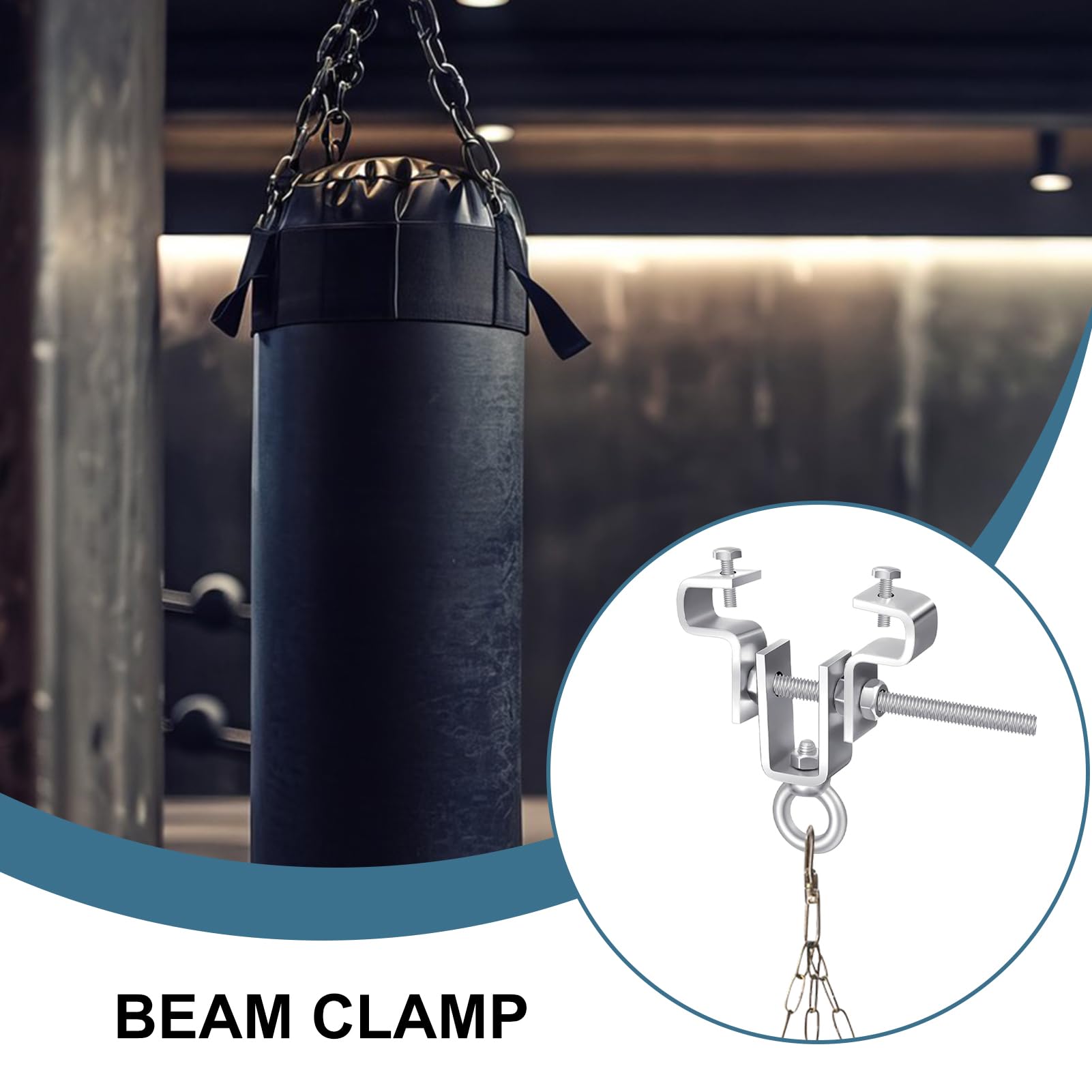 I-Balkenklemme – verstellbare Klammer aus robustem Stahl von 2,56 bis 8,66 Zoll, industrielle Balkenhalterung, rostfrei, 2 Sets robuste Kleiderbügel für Boxsäcke, Thai, Kickboxing, Arts Marti