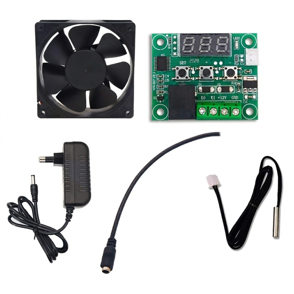 Electronic Spices W1209 Temperature Sensor and Controller + 3" Fan + 12V 1amp Adapter + DC Pin-image-29