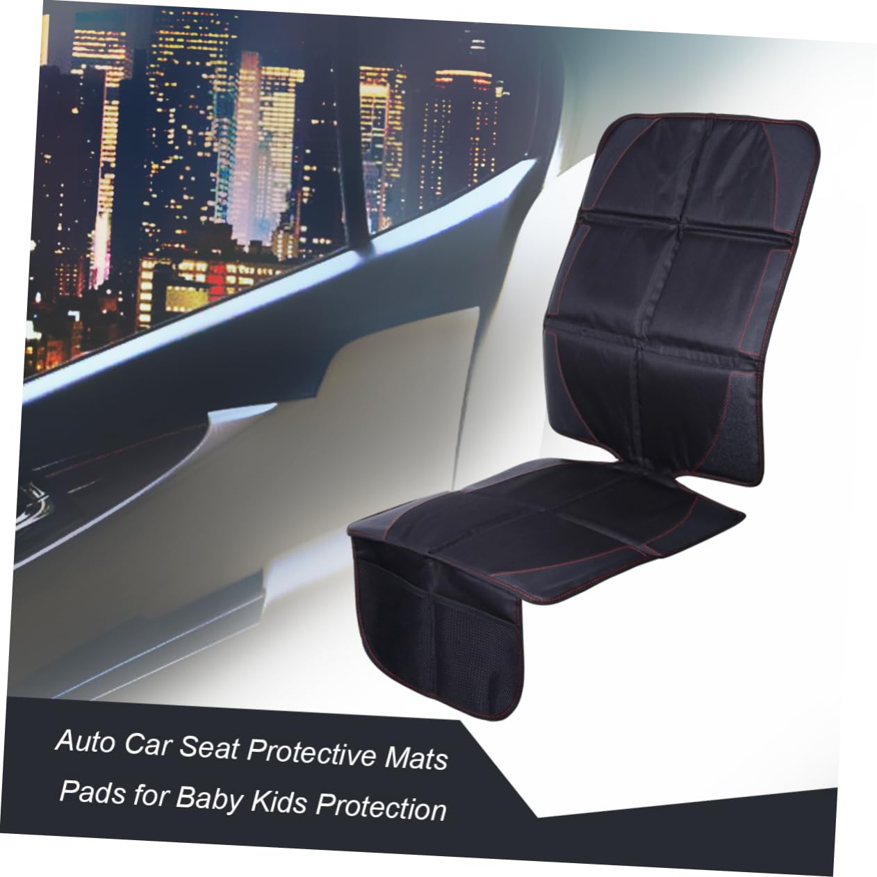 BESTOYARD Protezione per Seggio Auto per Bambini, Lavabile, Tasche, Nero