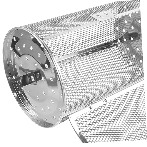 Luxshiny Stainless Steel Rotisserie Oven Cage with Movable Door Versatile Grill Roaster Drum for Nuts Dried Fruits and Meat Easy Locking Design for Secure Cooking and Hassle