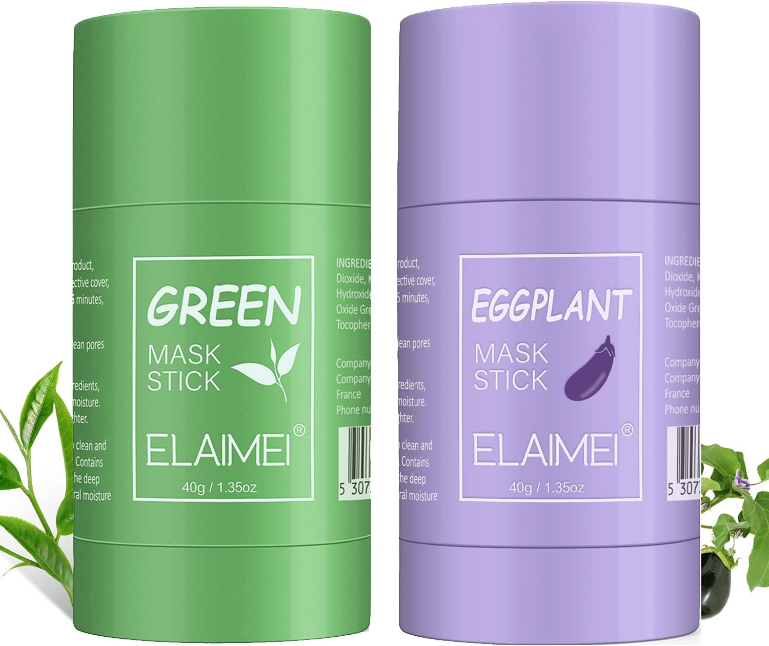 Green Tea/Eggplant Purifying Clay Stick Mask, Face Moisturizes Oil