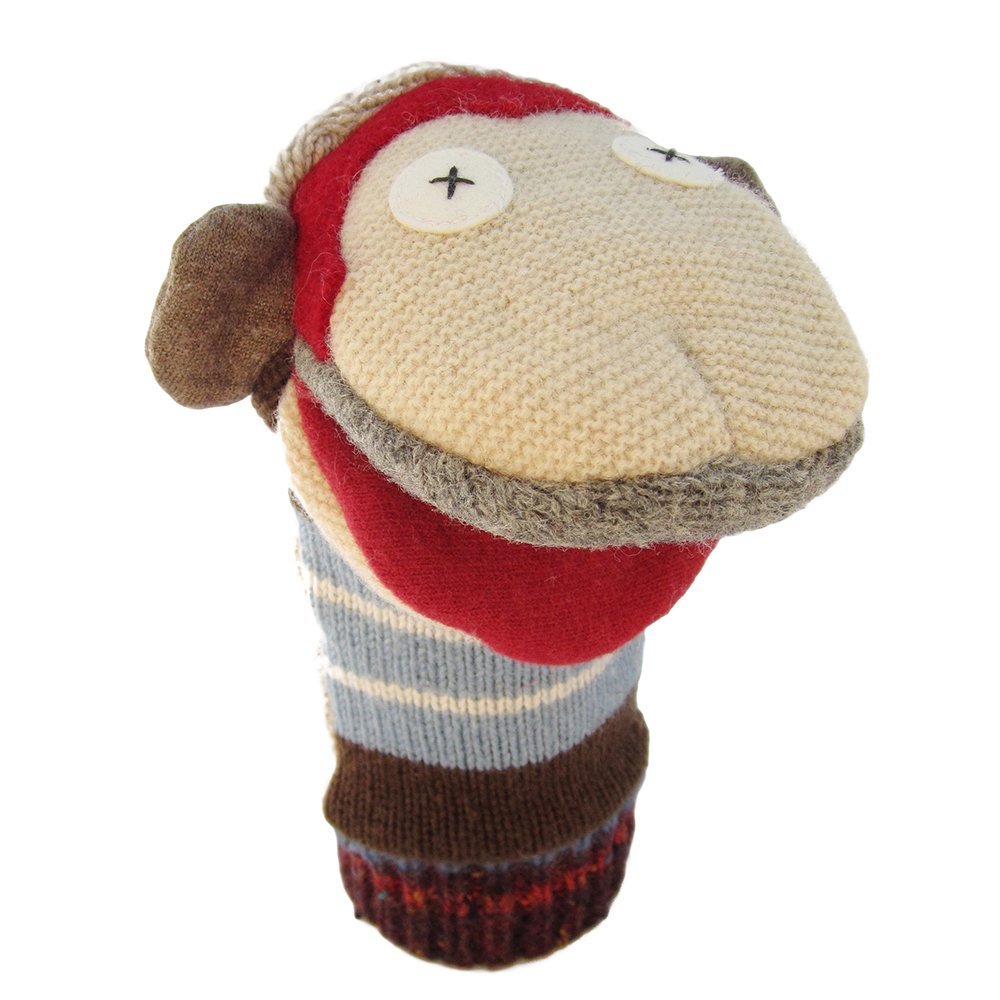 Cate and Levi 12" Handmade Monkey Hand Puppet (Premium Reclaimed Wool), Colors Will Vary