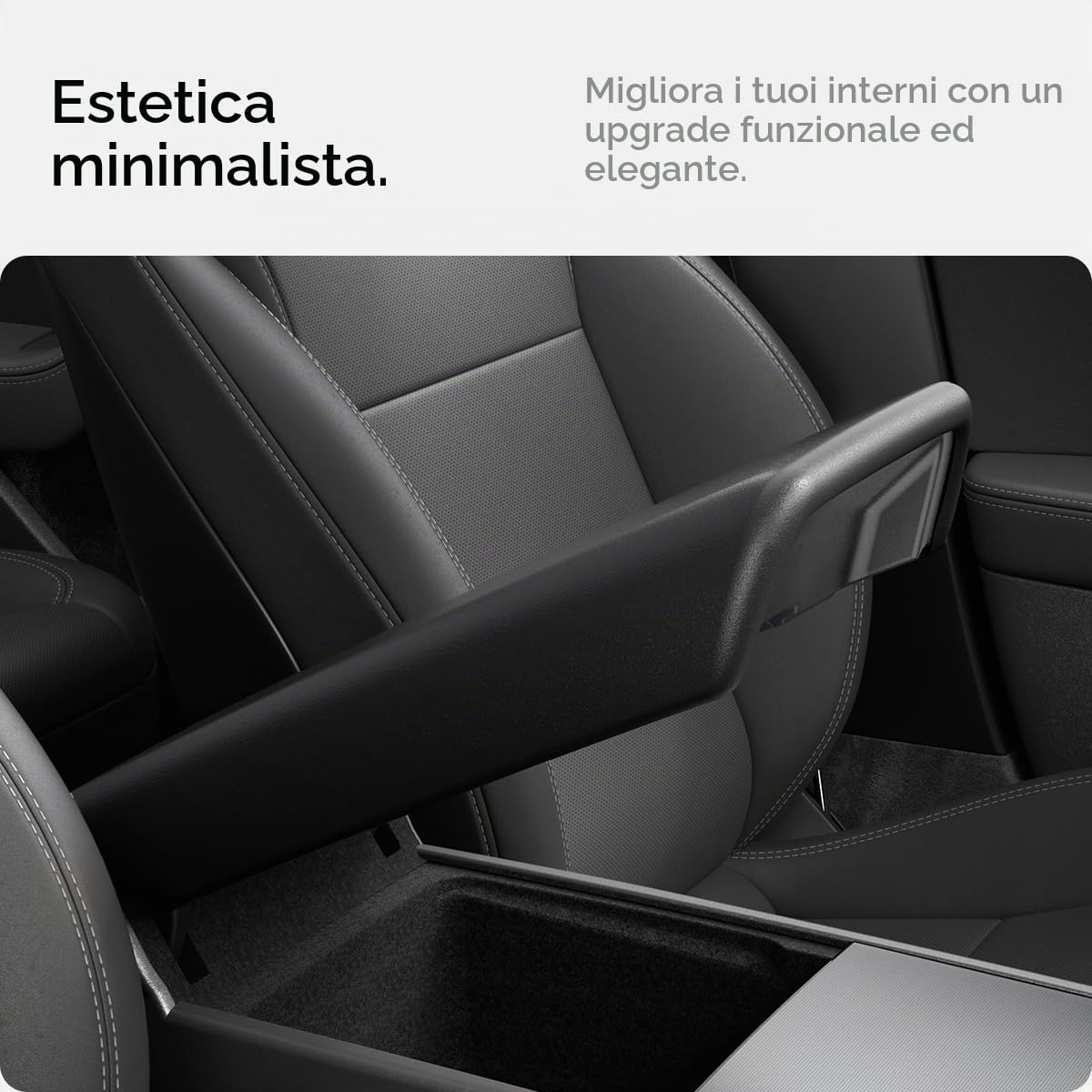 Spigen Tesla Model 3 Highland 2024 2025 2026 Model Y Juniper 2025 2026 Copribracciolo con TPE Antiscivolo, Copertura Cuscino per Bracciolo Console Centrale, Accessori Tesla - Nero