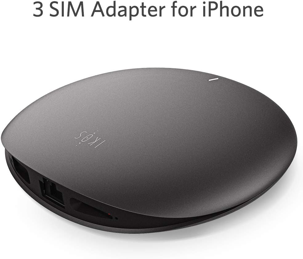 IKOS 3 SIM Cards Standby Adapter Compatible for iPhone Xs RS MAX X 8 7 6s 6 Plus iPad, Realize Dual SIM Dual Standby, 3 SIM in 1 iPhone, Phone Calls SMS Remote Control, Smart Connected WiFi via Router