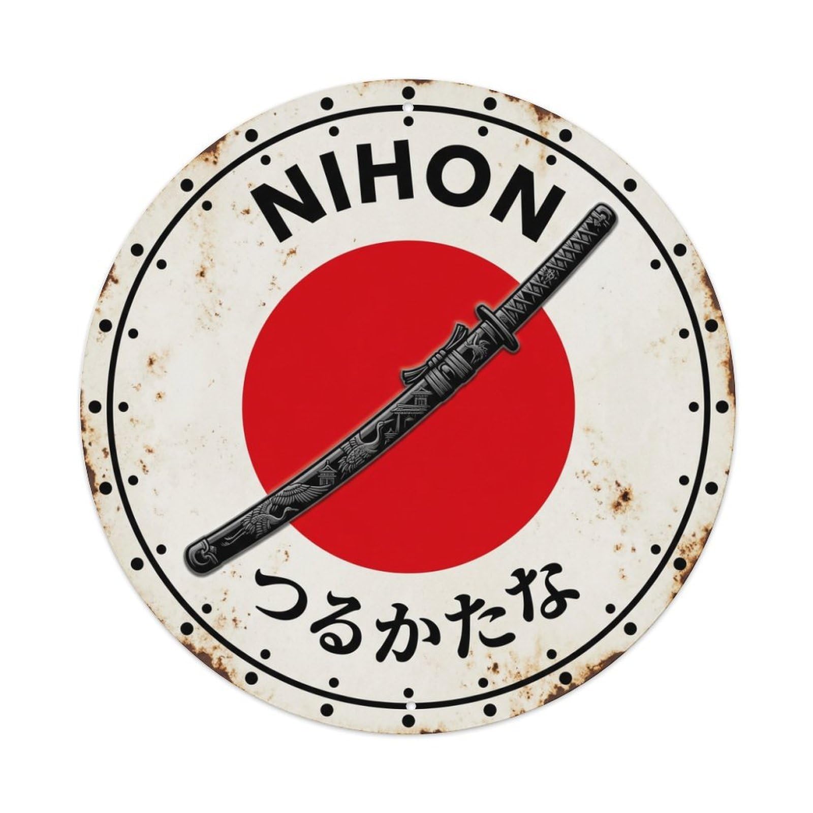 Fqnyr Style Metal Tin Sign Crane Sword Nihon Graceful Bird Vintage