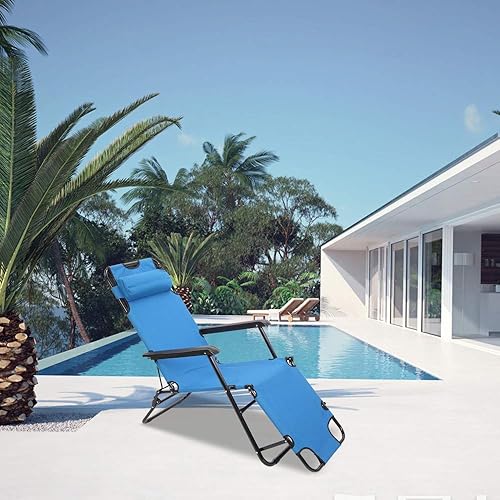 Miniatura 9 de Volowoo Tumbona plegable para exteriores, ajustable, portátil, ligera, reclinable, para jardín, cama de campamento para patio, terraza y piscina