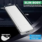 Mini 4TB 2TB SSD High Speed Hard Disk External M.2 Solid State Disk Mass Storage USB 3.1 Type-C Interface,500GB,Silver