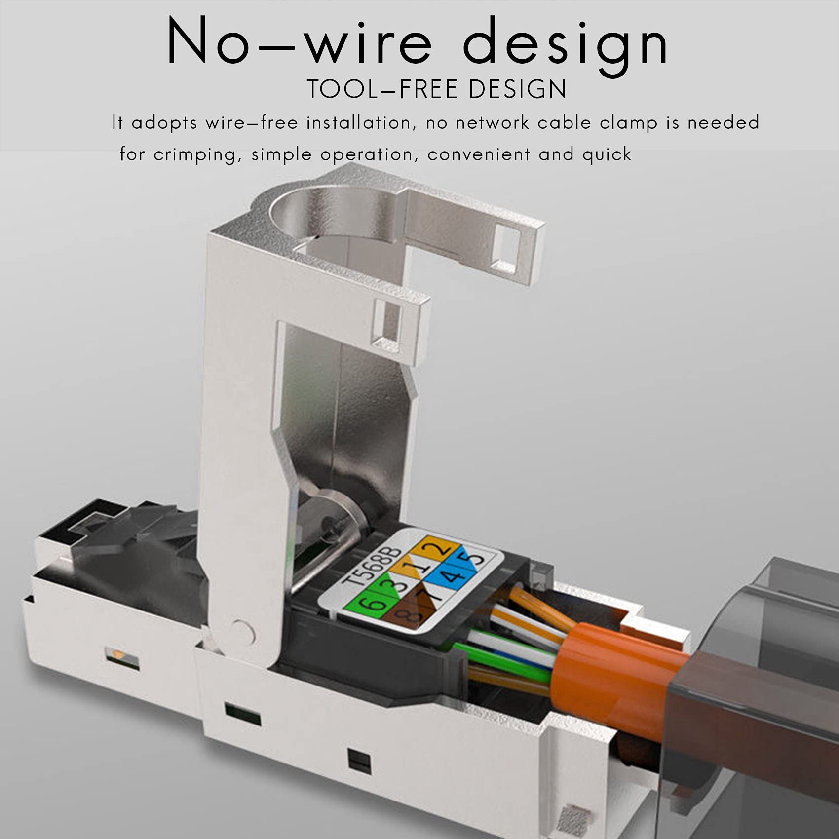 24-częściowy beznarzędziowy ekranowany RJ45 Cat 7 zakończenie wtyczka Cat7 wtyczka / złącze Cat7 modułowe 23 / 24AWG czarne