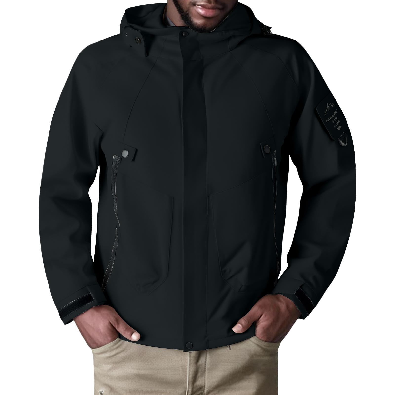 Chubasquero para hombre, impermeable, transpirable, cortavientos, ultraligero, chaqueta para exteriores, chaqueta con capucha monocolor, chaqueta con cremallera, chaqueta de entretiempo, cómoda