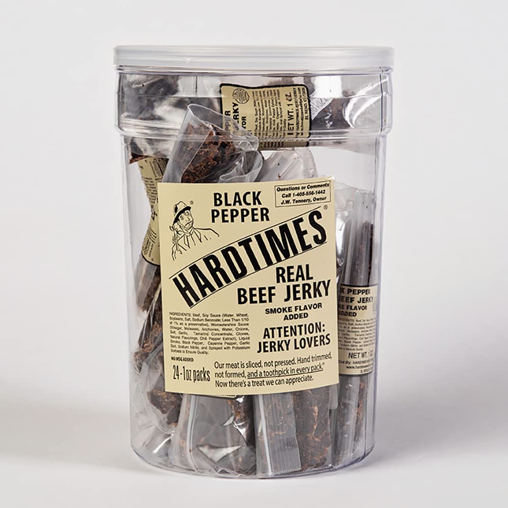 Hardtimes Handcrafted Beef Jerky Black Pepper Flavor 24 Pack of 1 oz. Bags