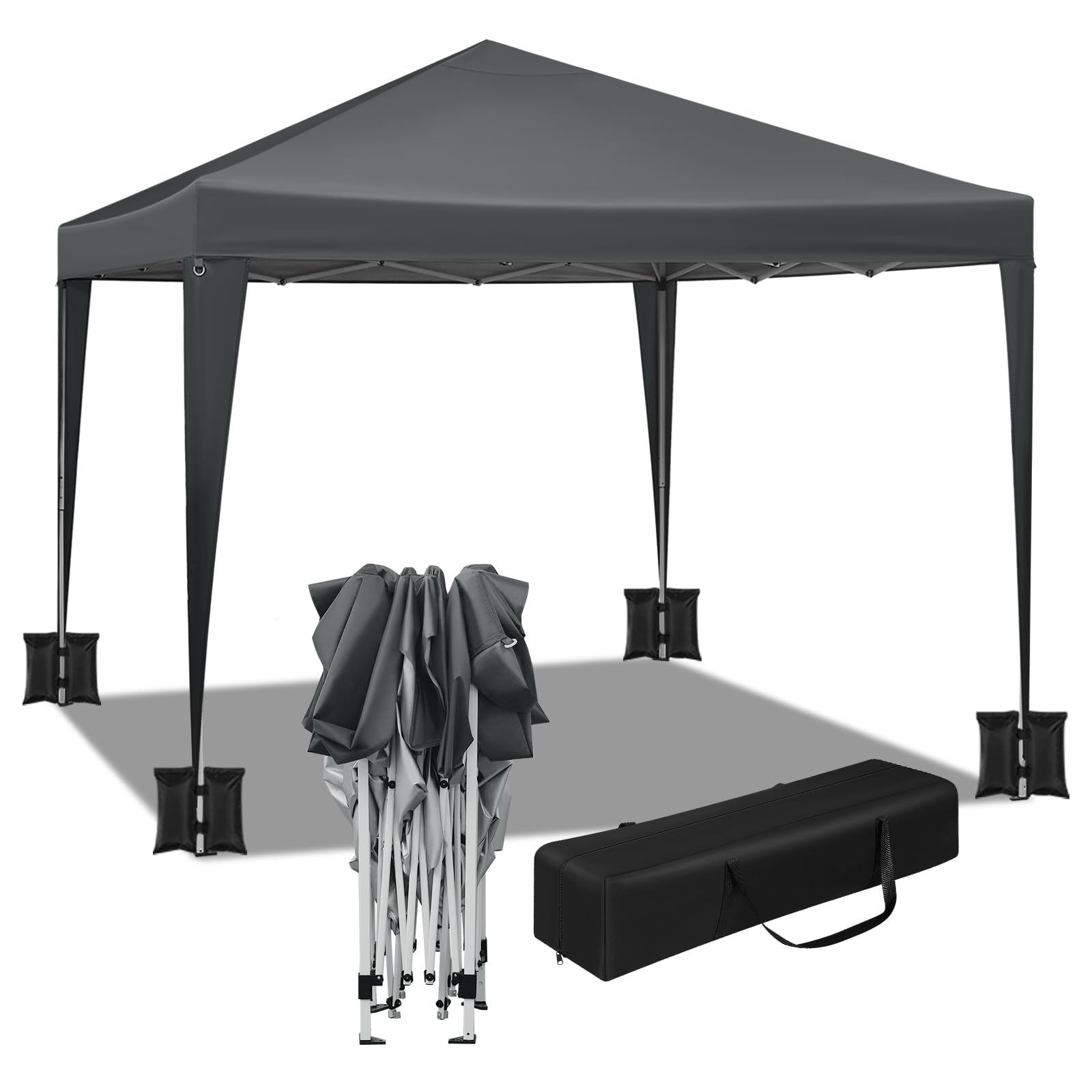 WOLTU Gazebo 3x3m Pop up Tendone Pieghevole con sacchi di sabbia | UPF 50+ UV, impermeabile, altezza regolabile, stabile, con borsa trasporto, Giardino