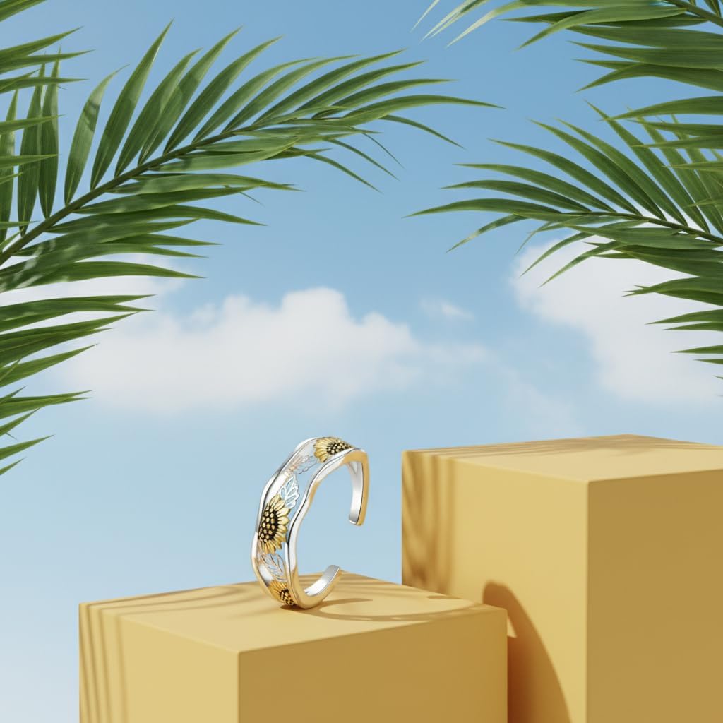 Sunflower Toe Rings Adjustable Toe Jewelry for Women Mom Summer Beach