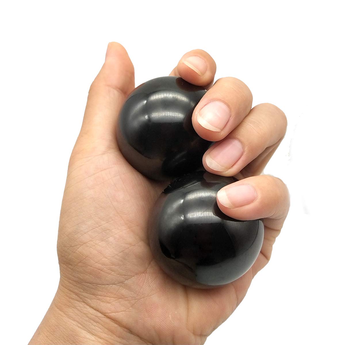 Baoding piłka do fitnessu, 2 szt. 3,57 cm solidna stal zdrowie ćwiczenia masaż piłka ręczna gotowana czarna