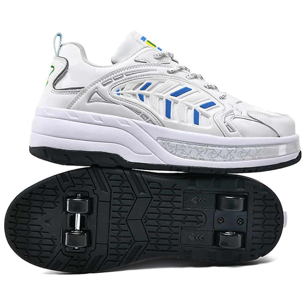 Schuhe mit Rollen für Jungen Mädchen Skateboardschuhe für Jungen Turnschuhe 2-in-1-Multifunktionsrollschuhe Sneakers Sportschuhe Rollschuhe Kinder Outdoorschuhe (LHX-X12, 42EU)