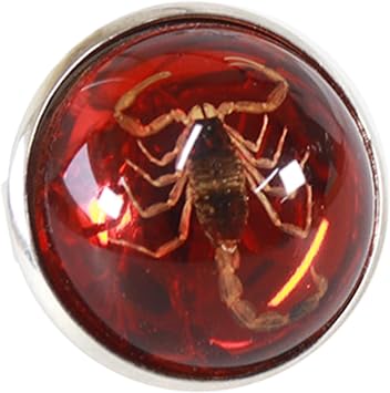 Stylish Round Scorpion Rings Adjsuatble Opening Rings Resin Statement Unique Finger Jewellery Trendy Couple Gift, Amber