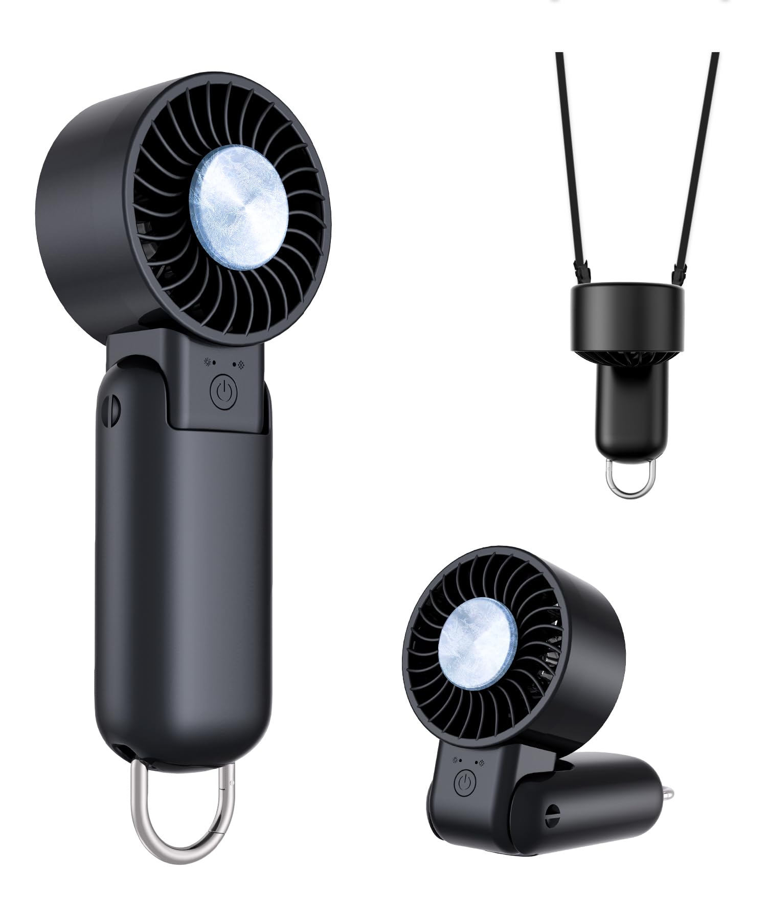 Ventilatore portatile portatile con display a LED, turbocompresso, raffreddamento a lunga durata, 5 velocità, 113,4 g, leggero, ricaricabile tramite USB, mini ventilatore personale, regalo per donne
