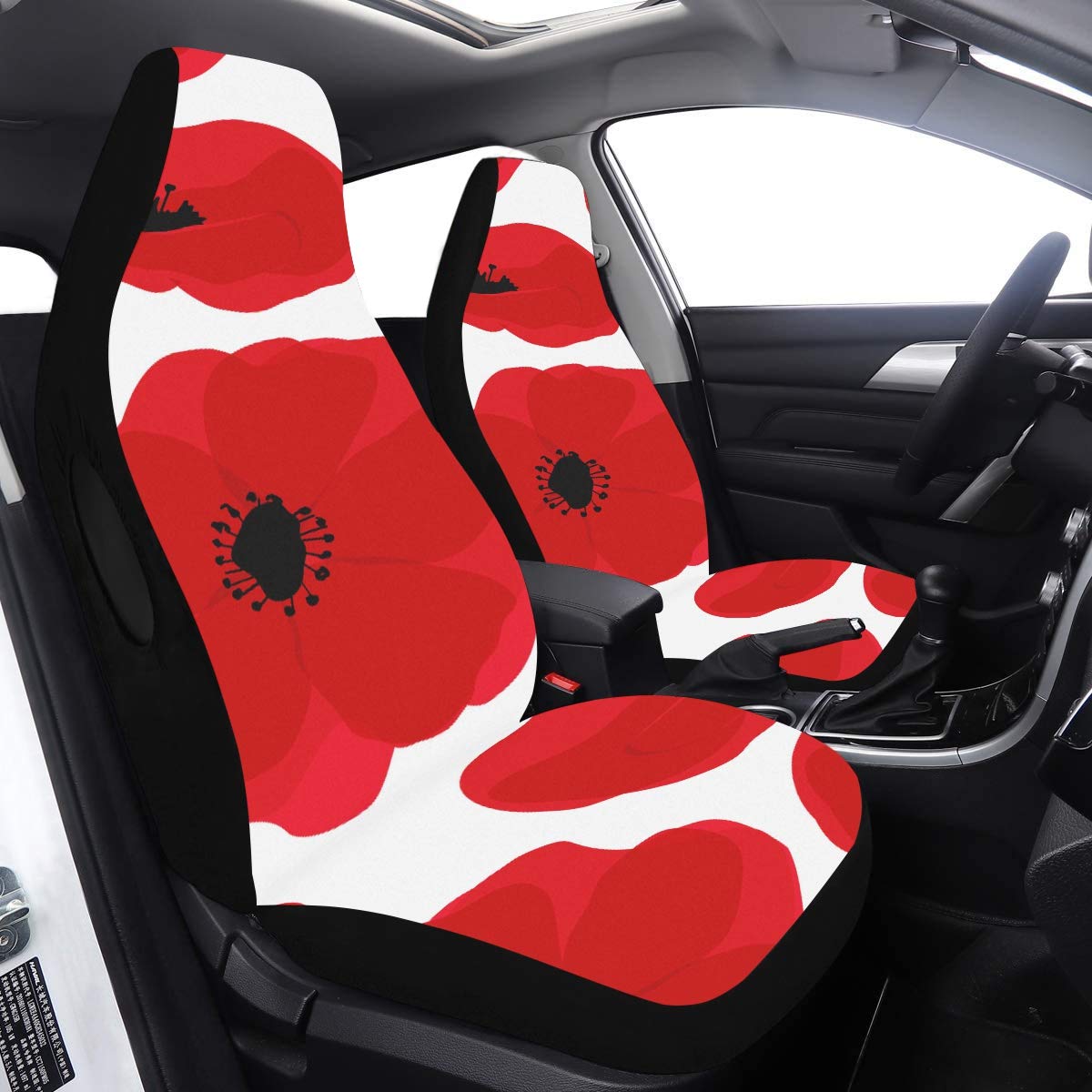 XL Car Cover Poppy Red Poppies On Car Seat Covers Boy 2 Pcs