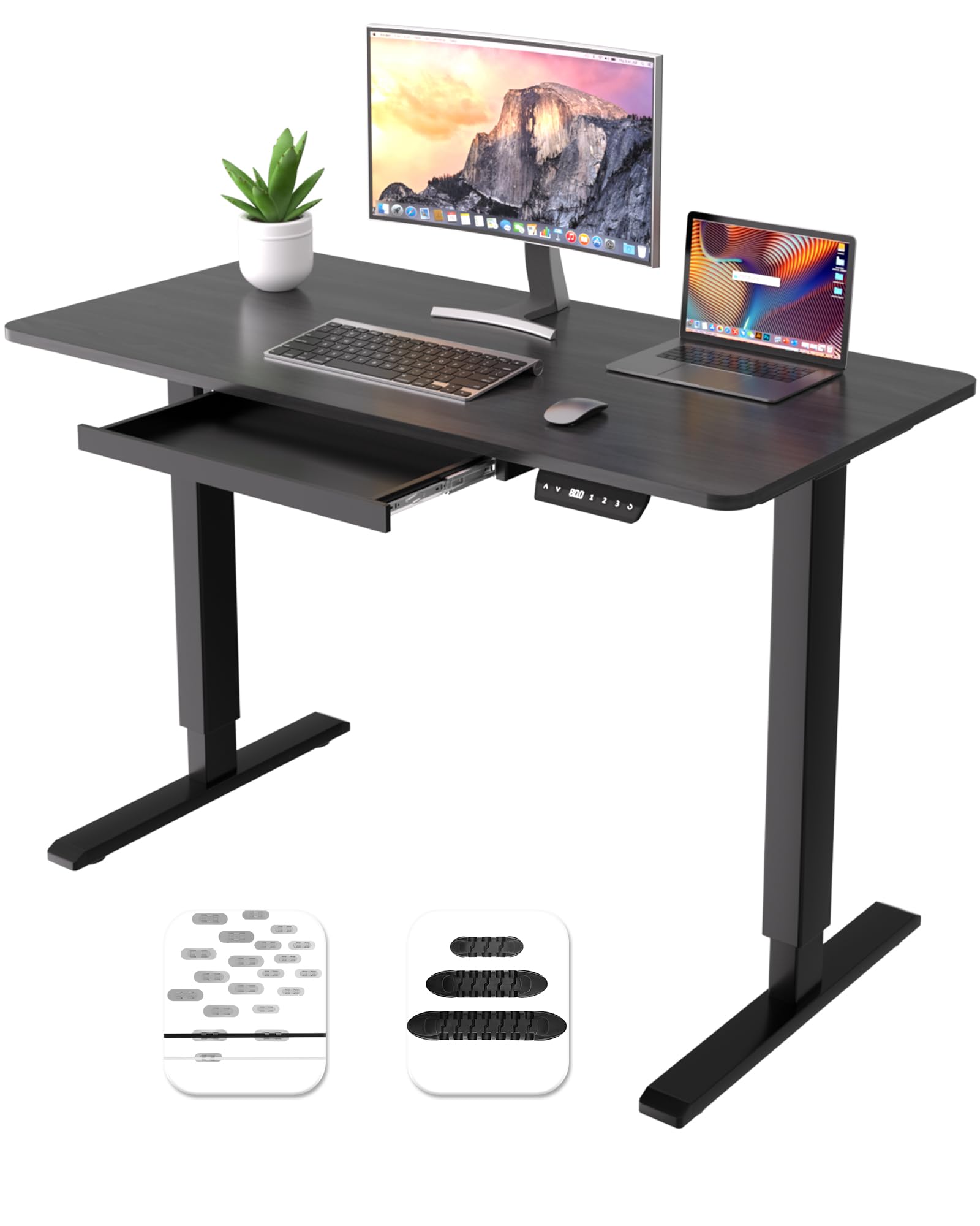 Amazon | HOMAYA 昇降デスク 電動 一枚板 2つモーター 幅120cm 奥行