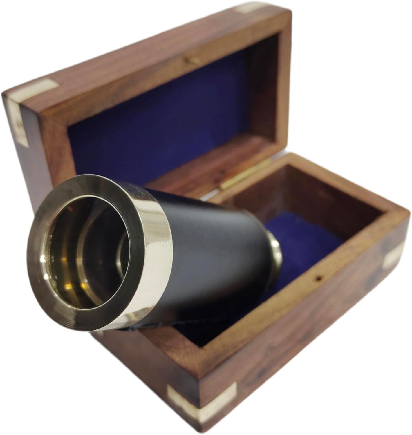 Brass Spyglass Telescope, 6 in., with Wooden Box image 5