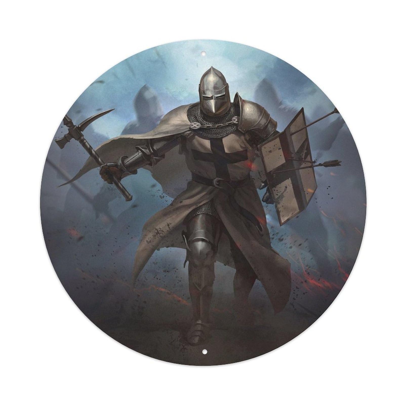 Medieval Templar Knight Crusader Sacred Shield Metal Tin Sign