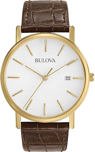 Miniatura 3 de Bulova Reloj de cuarzo de acero inoxidable de 3 manecillas con calendario de cuarzo con correa de cuero negro Estilo 96B104 Plateado Esfera circular