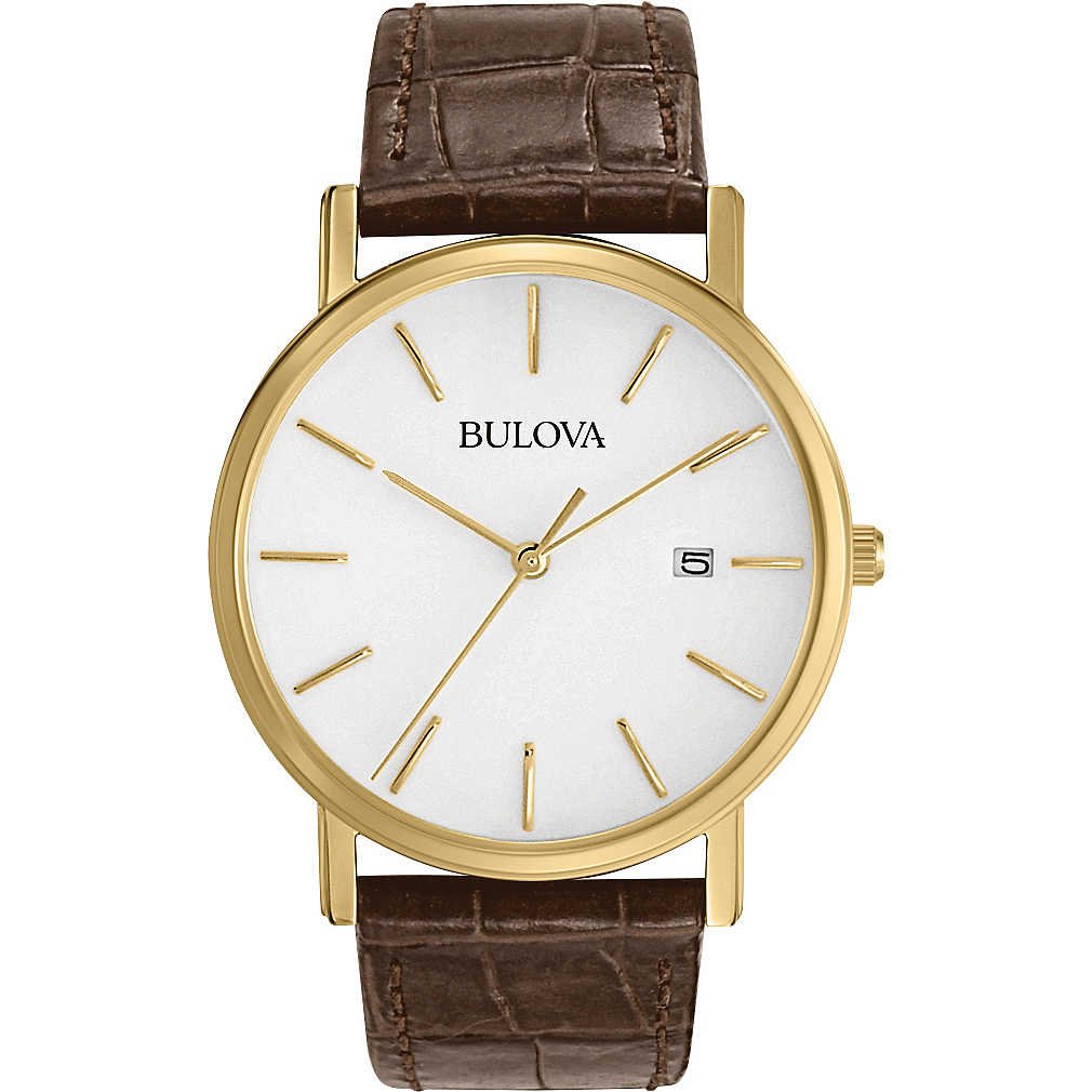 Bulova Mens Classic 3-Hand Calendar Date Quartz Leather Strap Watch Buckle 37mm