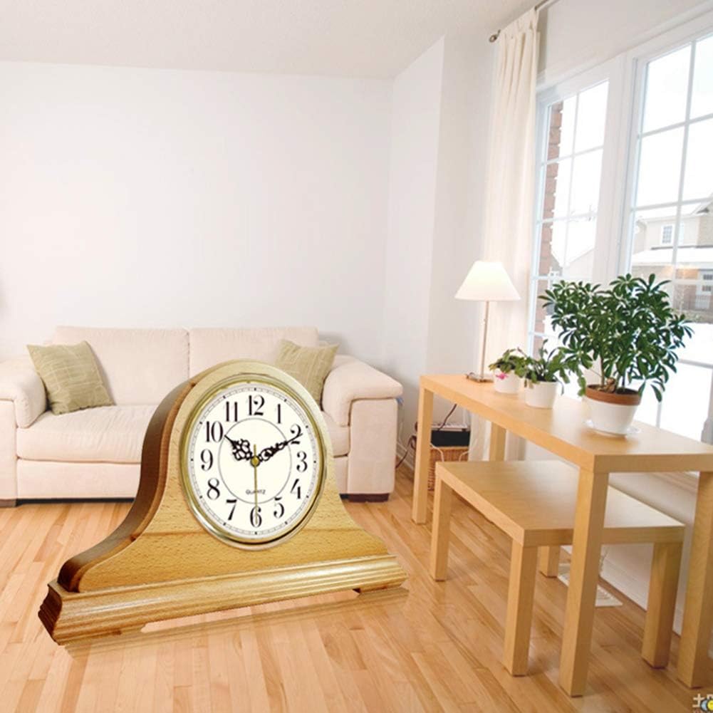 Mantel Clocks, Wood Mantle Clock with Chime, Solid Wood Decorative Chiming Mantel Clock is Battery Operated Shelf Clock