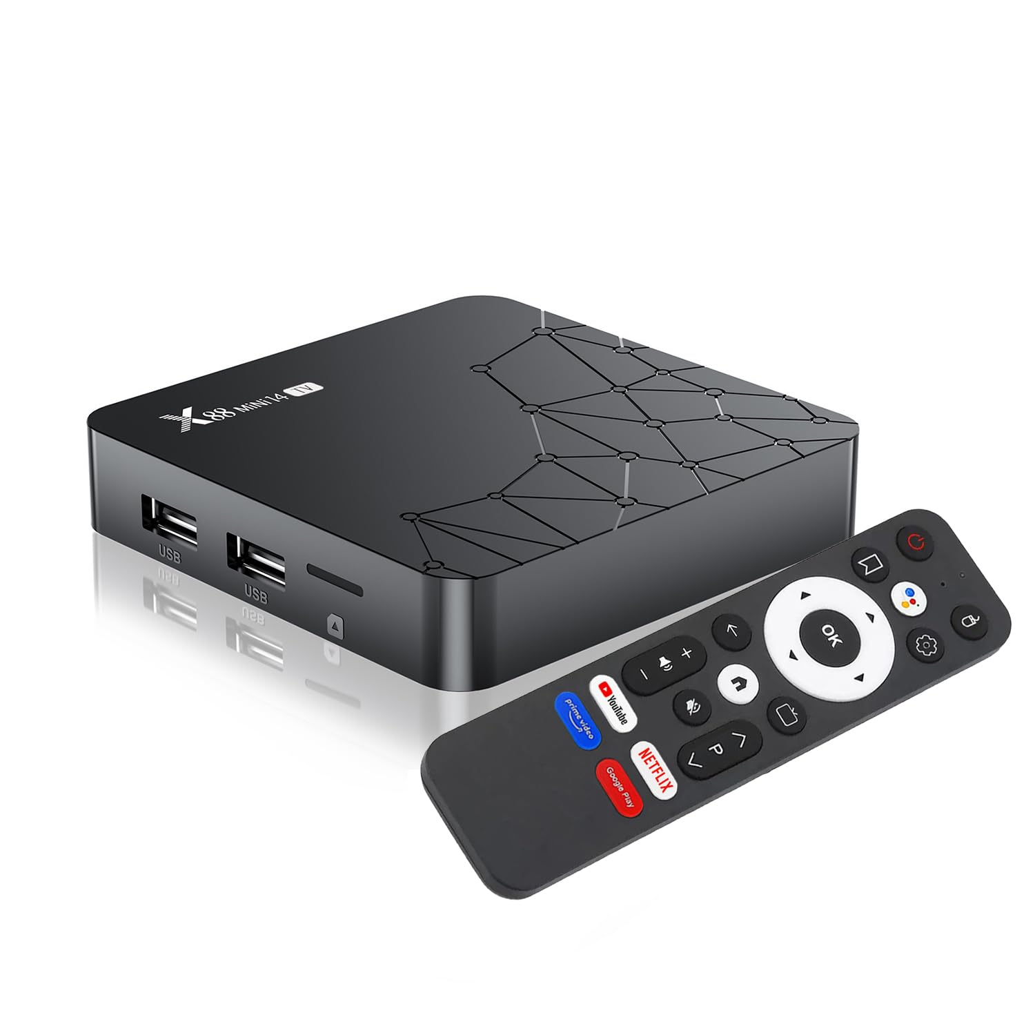 GREVA Android 14.0 TV Box, 8K UHD-rozdzielczość Android Box 2GB RAM 32GB ROM RK3518mini Quad-Core 64bit Cortex-A53, 2.4GHz/5.0GHz Dual Wifi6 10/100M LAN Enternet Bluetooth 5.0 USB3.0 Smart TV Box 3D