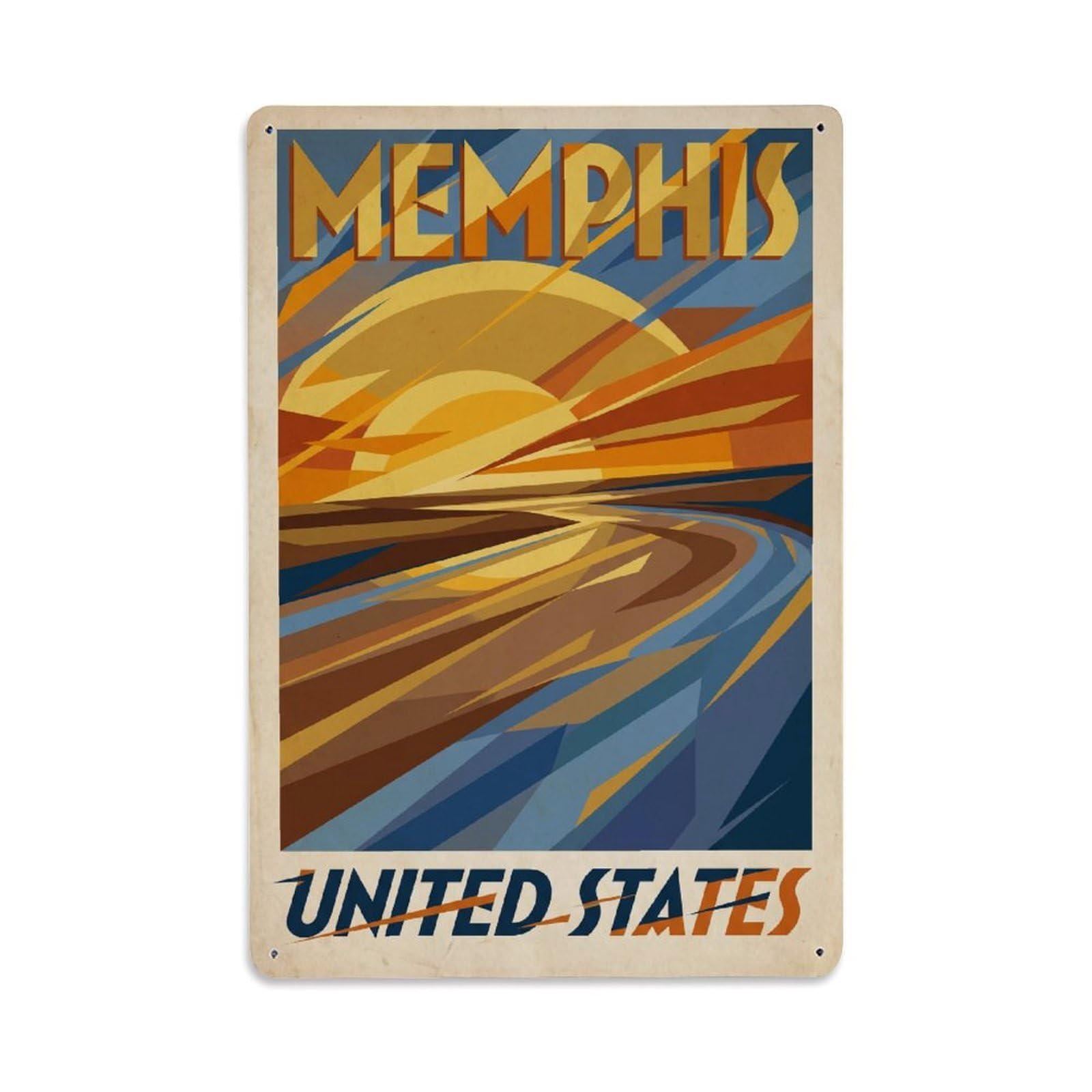 Xanthor Style Vintage Travel United States Memphis Metal Tin Sign