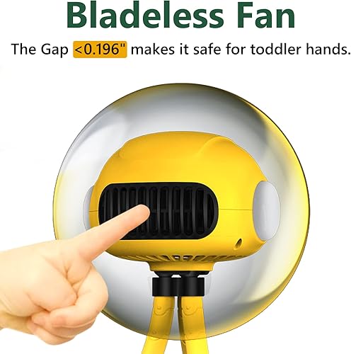 Miniatura 6 de TRELC Ventilador de cochecito con luz, ventilador portátil sin aspas de 3 velocidades, ventilador multiusos para bebé, ventilador USB recargable de