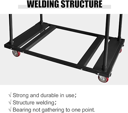 Miniatura 4 de Carrito de mesa plegable para mesas redondas de 60 pulgadas, carrito de mesa resistente, ruedas negras para reataurant, fiesta, muebles de hotel,