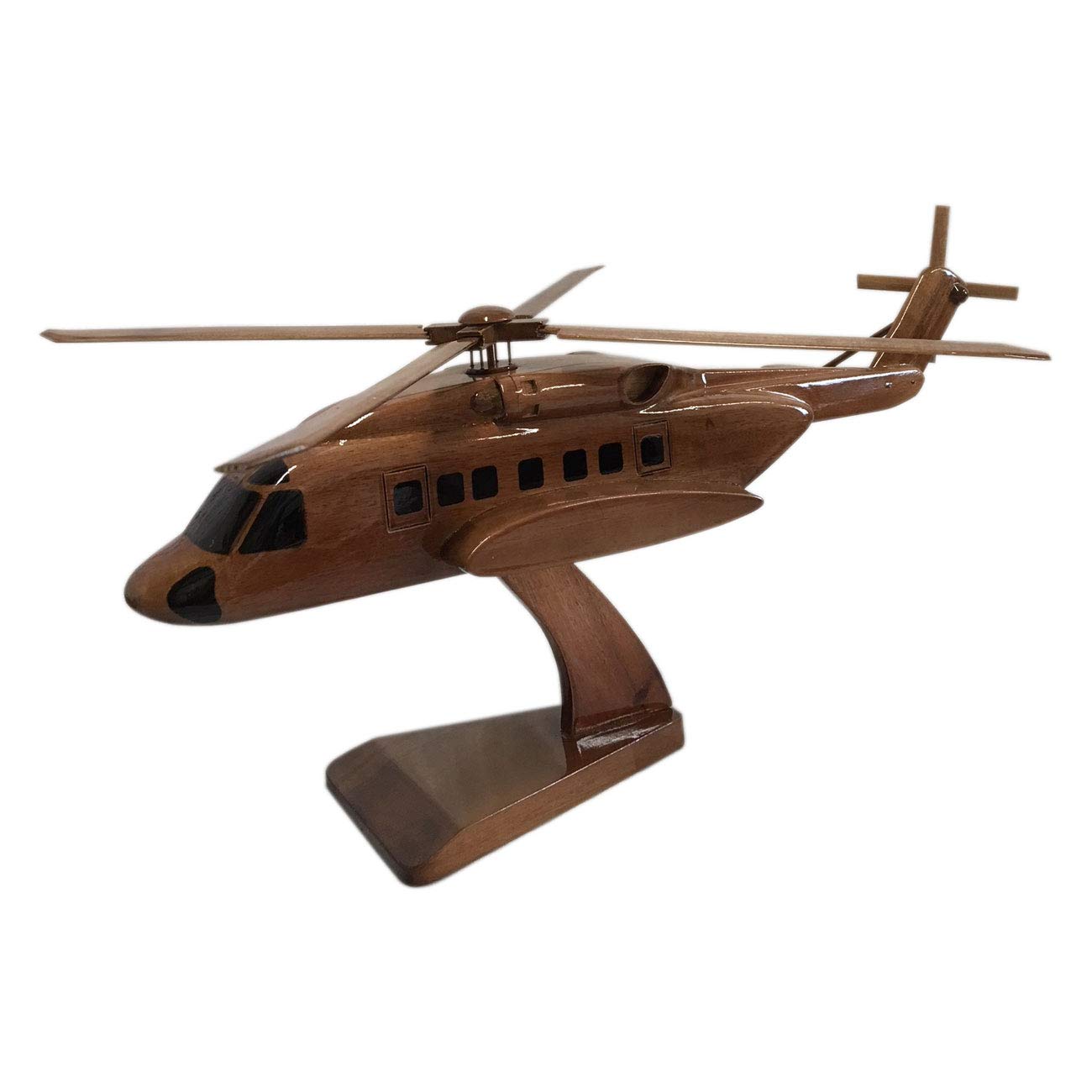 Sikorsky S-92 Transport Helicopter Civilian Aircraft - Executive Wooden Desktop Model (Mahogany)